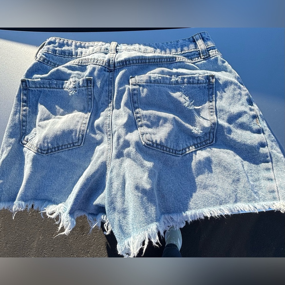 Rewash Light Blue Distressed Jean Shorts - Picture 2 of 5